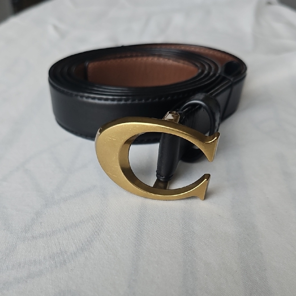 Coach Black Belt with Gold C Buckle